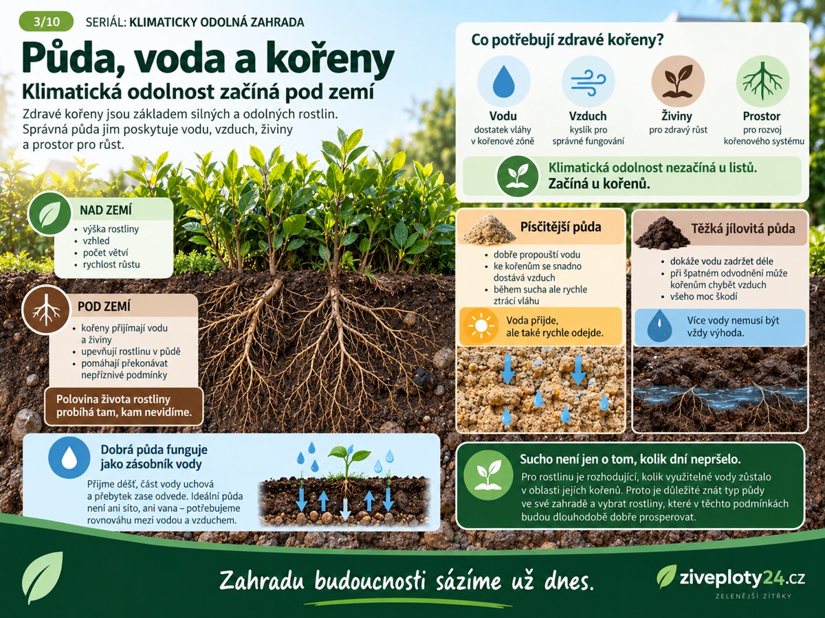 puda, voda, koreny